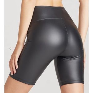 Faux leather bike shorts